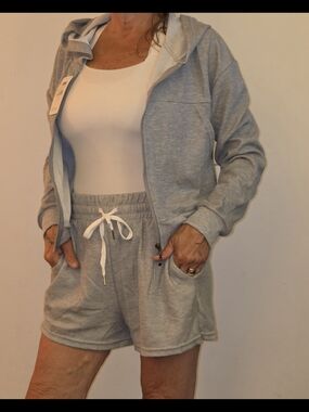LYDAA Light Gray Hoodie & Shorts Set